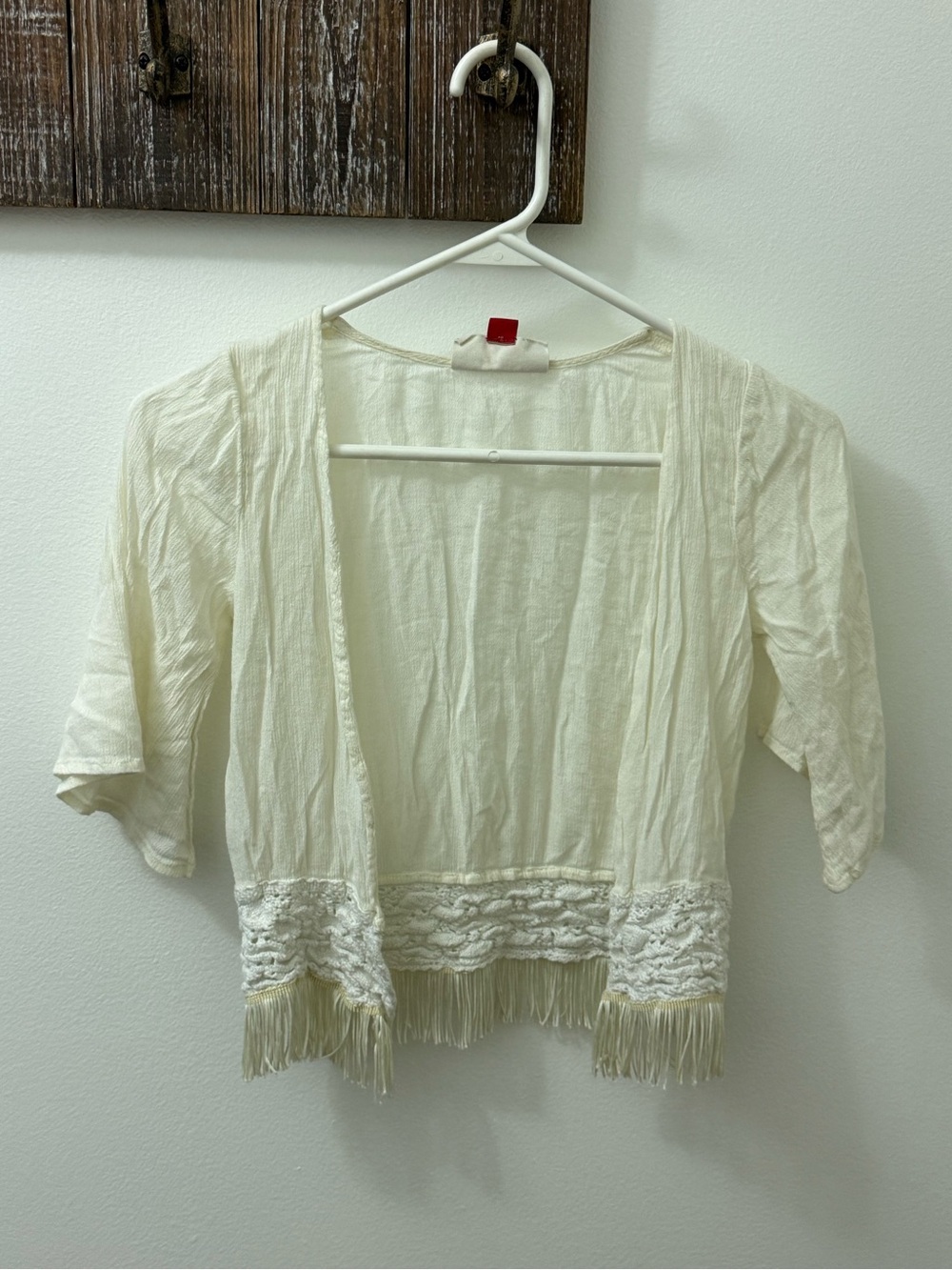 Red Camel Cream girls  Top with Subtle Embroidered Label size small